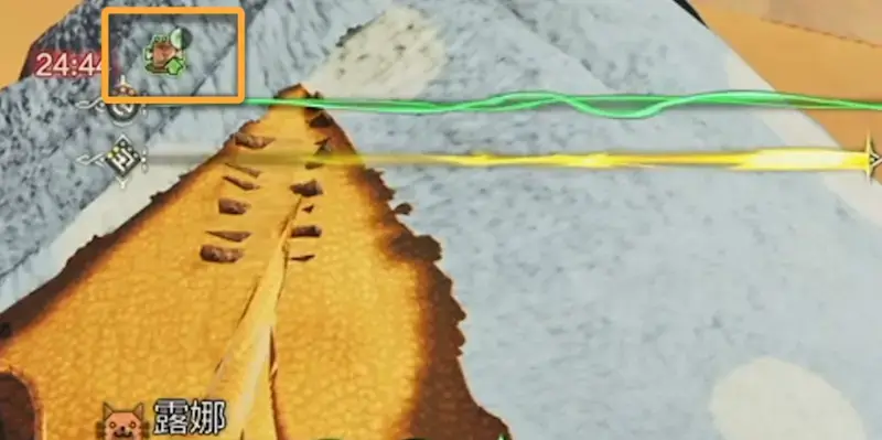 《怪物猎人:荒野》游戏中血条左上角的肉骨头标记