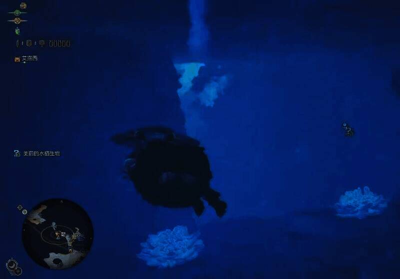 洞穴内游泳场景