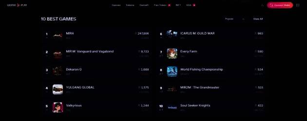 WEMIX PLAY平台相关画面