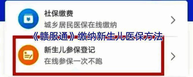 赣服通新生儿医保缴纳相关页面示例图