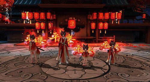 《新笑傲江湖》手游玩家佩戴平安喜乐背饰和龙冠头饰画面