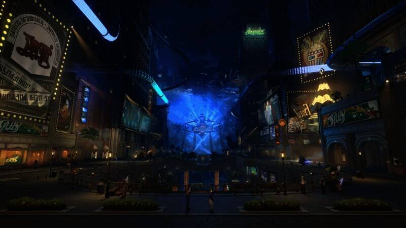 匹诺康尼夜晚霓虹璀璨的城市景象