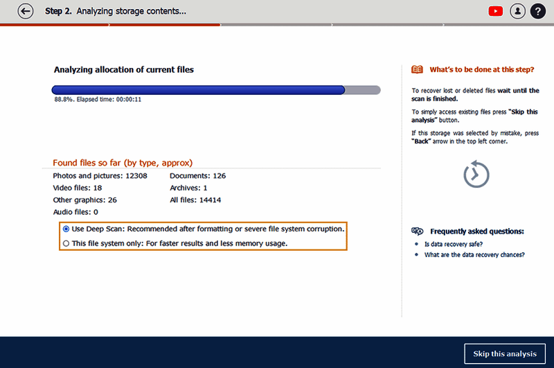 Raise Data Recovery软件选择扫描模式界面