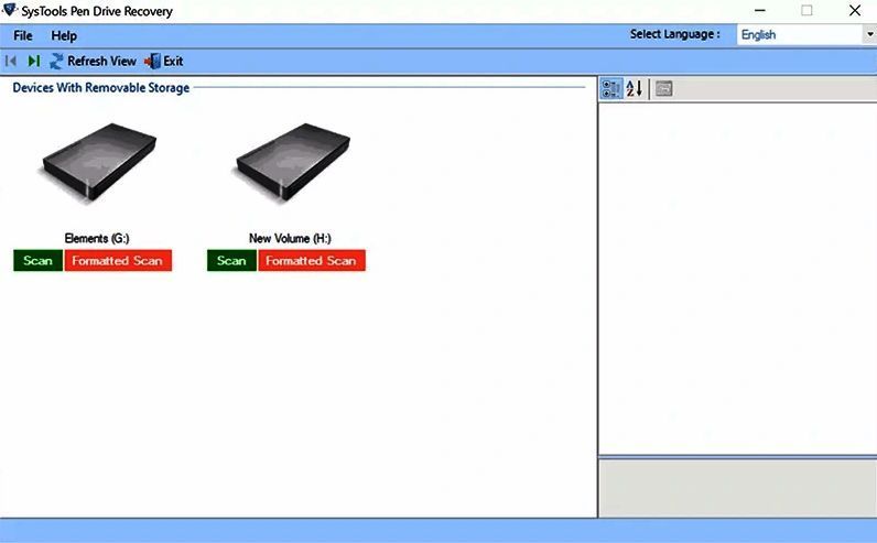 SysTools Pen Drive Recovery软件选择U盘界面