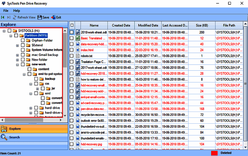 SysTools Pen Drive Recovery软件预览文件勾选界面