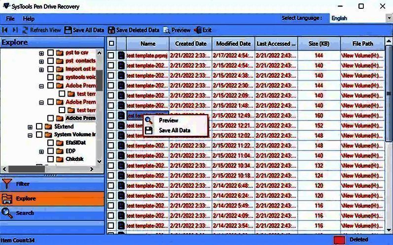 SysTools Pen Drive Recovery软件保存文件界面