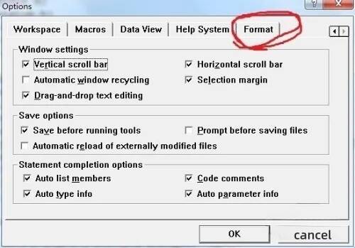 点击 Format 按钮界面图