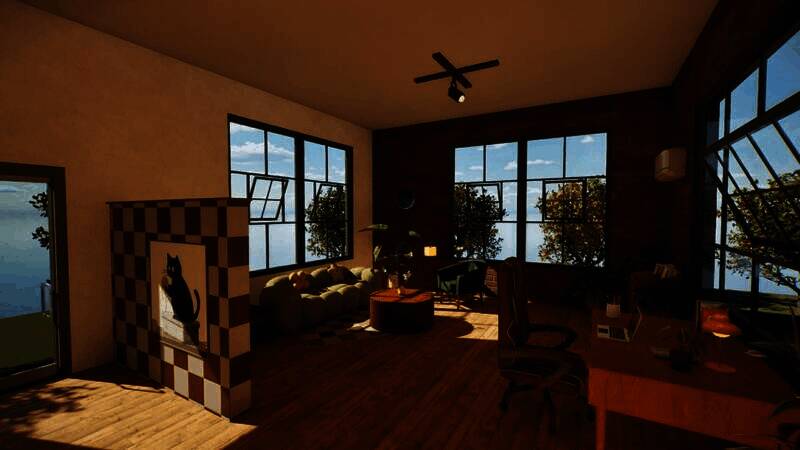 《inZOI》现代风格工作室房间内部细节图1