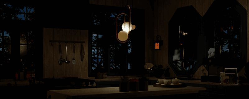 《inZOI》蓝色厨房房间外观图