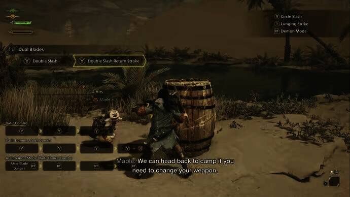 《怪物猎人：荒野》中武器练习场景图片