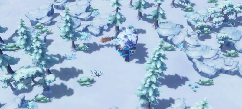 战士与冰原魔物战斗图