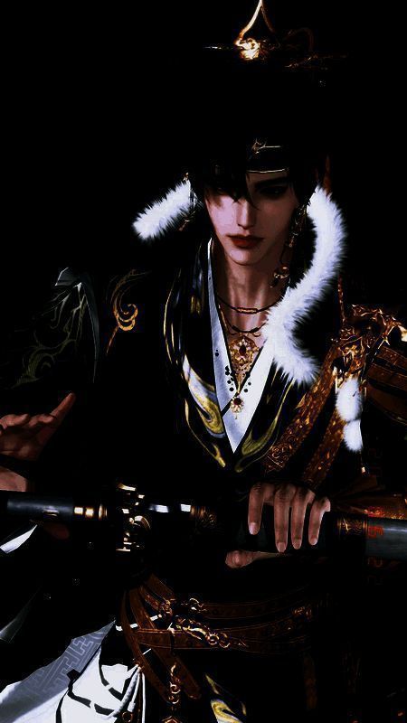 《逆水寒手游》黑色时装将军持剑图