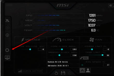 微星小飞机主界面设置按钮图片