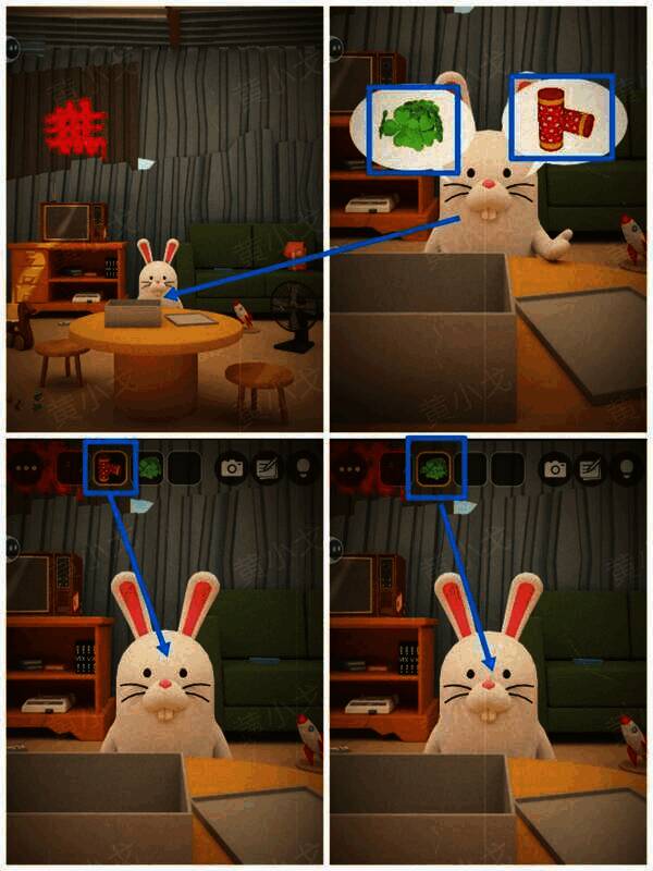 给兔子爆竹和四叶草图片