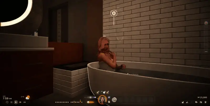 《inZOI》中Zois洗澡画面