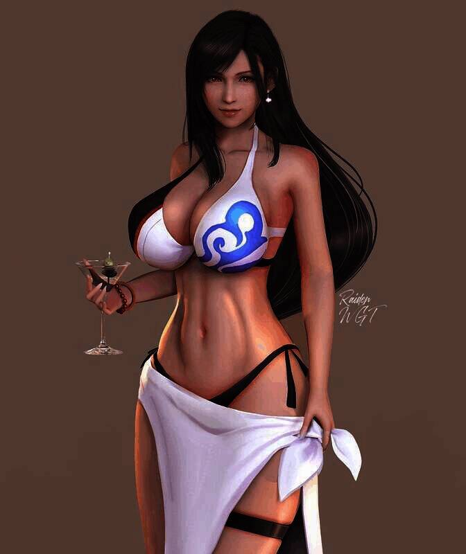 蒂法3D新图,手持酒杯展现高贵气质