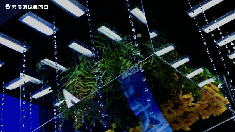 《无尽的拉格朗日》展台上的反重力水幕生态缸