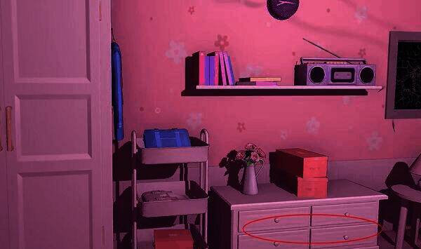 钟表下矮柜子处拼图位置图