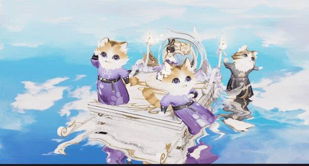 紫衣橘猫带领其他灵猫