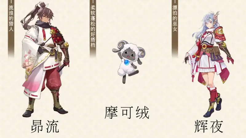 游戏主人公与摩可绒形象图