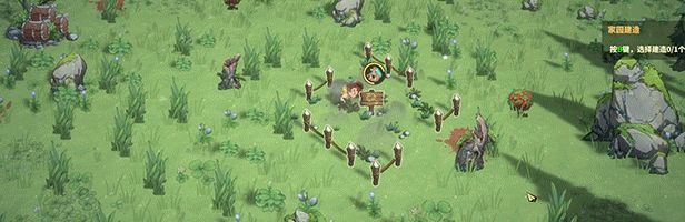 《Dino Topia》游戏沙盒建造画面示例