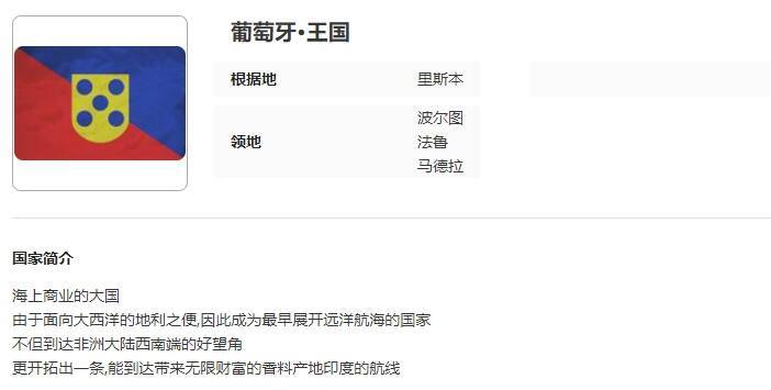 葡萄牙在游戏中的相关画面