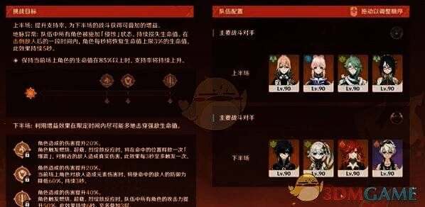 推荐阵容展示画面