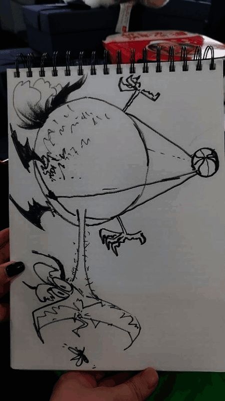 直播现场主美画作篮球小飞龙