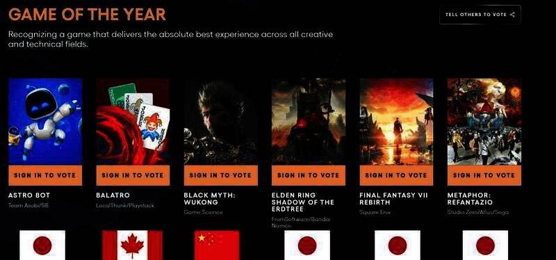 TGA年度游戏提名相关画面