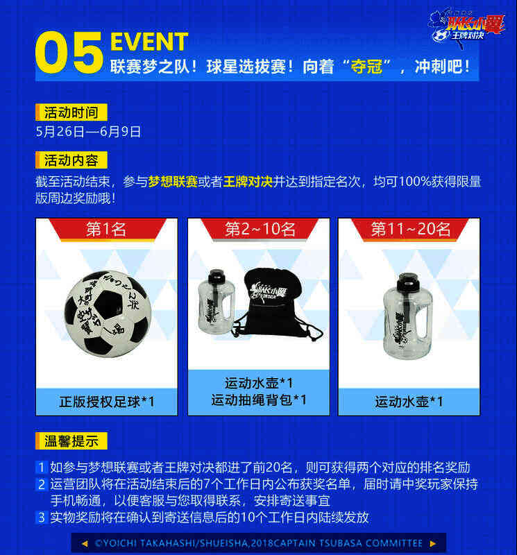 《队长小翼：王牌对决》周边奖励画面