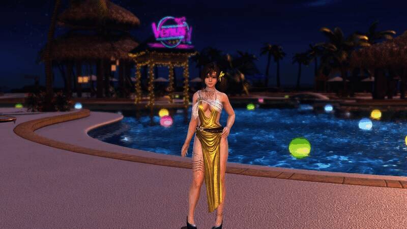 《死或生:沙滩排球女神假期》夜间泳池拍摄背景