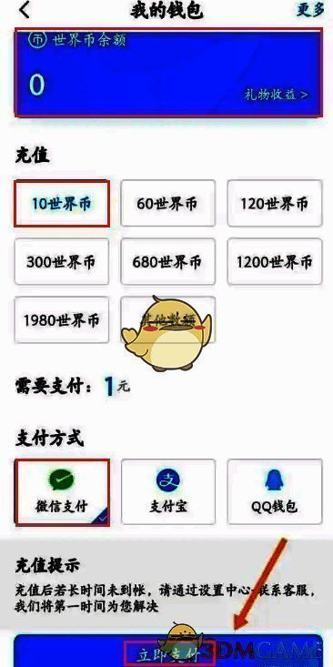 微信支付画世界世界币充值页面图片