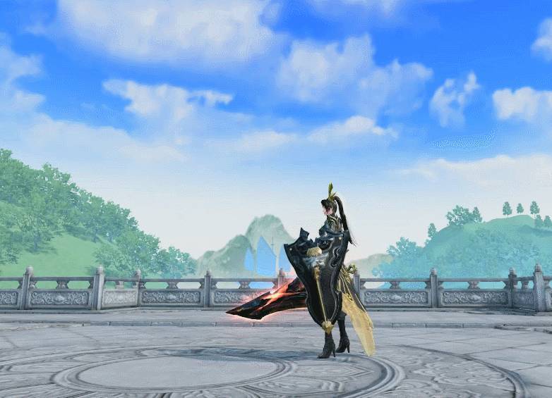 天机师姐在高台演练招式的画面