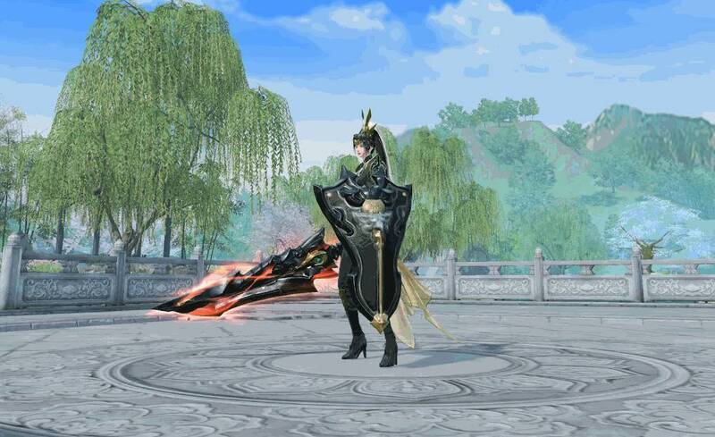 天机师姐施展金戈吟技能的画面