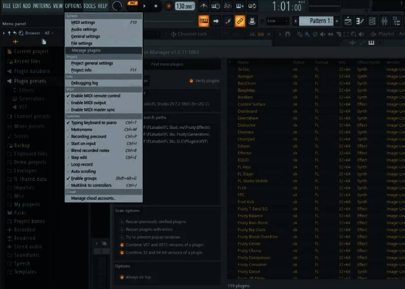 FL Studio插件管理界面截图