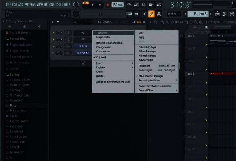 FL Studio选择Piano Roll界面图