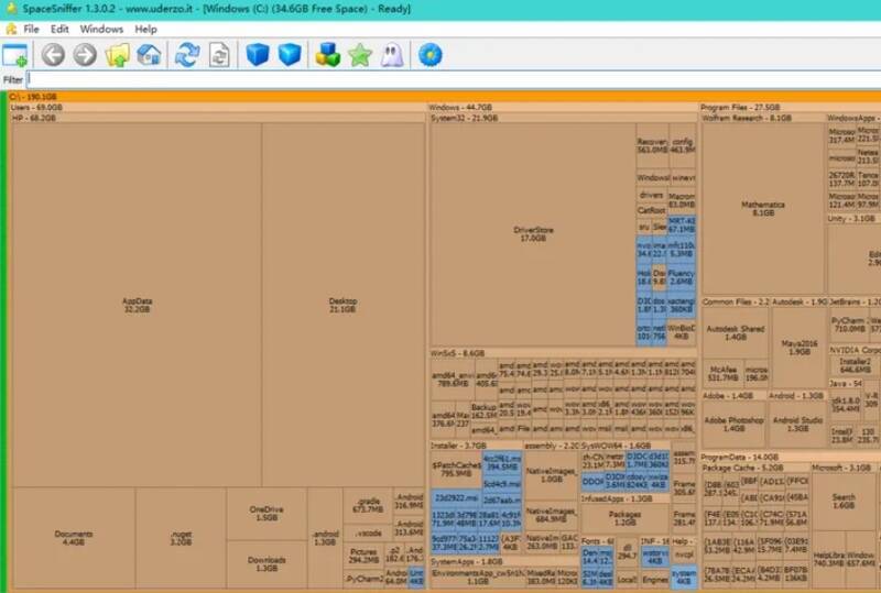 SpaceSniffer选择目标并开始分析操作图片