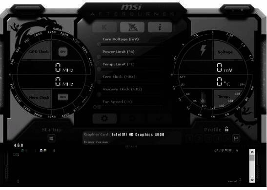 启动微星小飞机软件界面