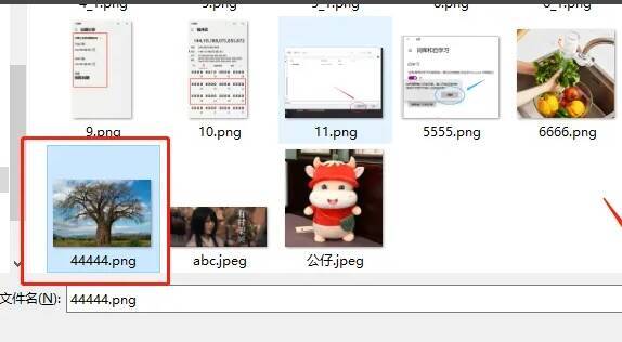 文件选择窗口中浏览图片文件的界面