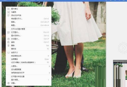 在2345看图王图片上点击右键界面图片