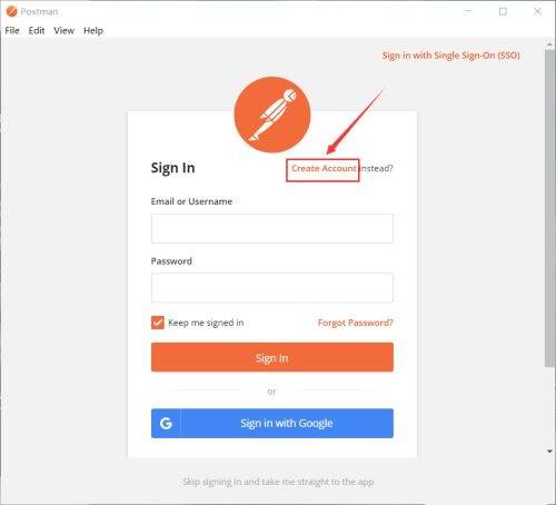 点击Create Account按钮界面