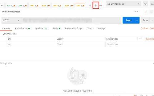 在Postman中点击加号新增连接的界面图