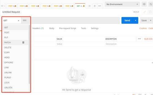 在Postman中修改请求方式的界面图