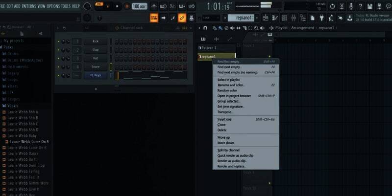鼠标右键点击音乐Pattern界面图