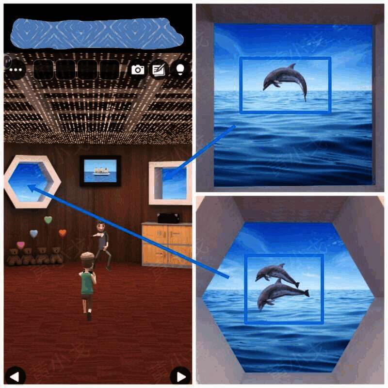 窗户及海豚景象图