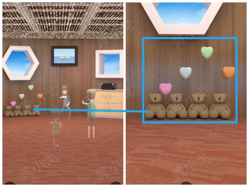 地上小熊及气球图