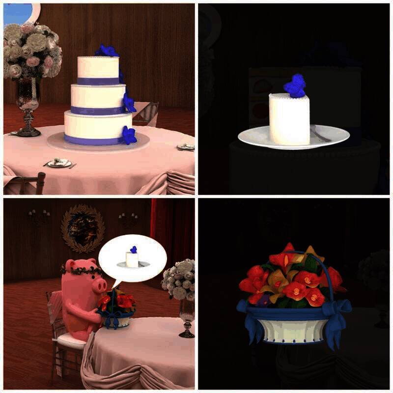 切蛋糕给小猪得花篮