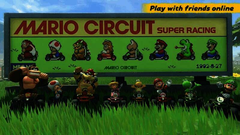 初代《超级马里奥赛车》角色海报及《马里奥赛车:世界》对应角色画面