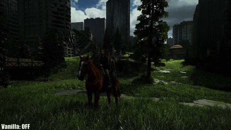 《最后的生还者2：重制版》默认画质与开启光追MOD画质对比图1