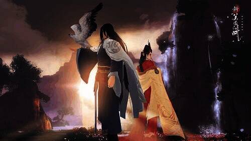 《新笑傲江湖》手游岳不群和宁中则故事宣传图